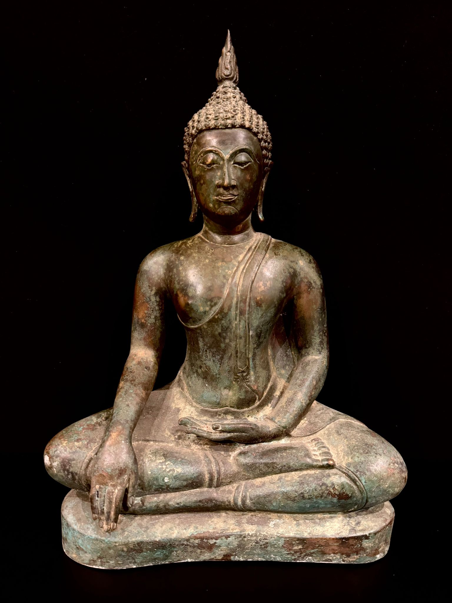 Thai bronze seated Buddha in calling the earth to witness- Ms16936